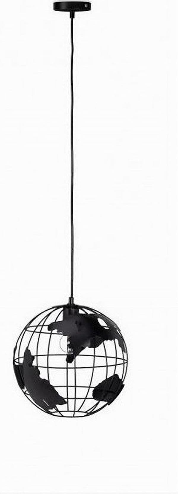 LAMPADARIO A SOSPENSIONE MAPPAMONDO E27 IN METALLO NERO SFERA GLOBO SOSPESO 33948 in Lampade a sospensione Trade Shop italia - Napoli, commercioVirtuoso.it