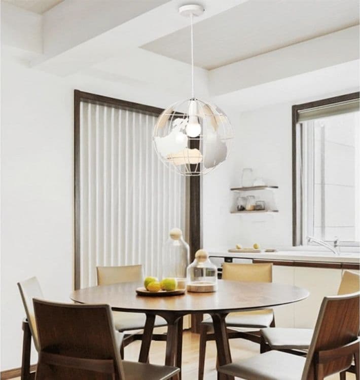 LAMPADARIO A SOSPENSIONE MAPPAMONDO E27 IN METALLO BIANCO SFERA GLOBO SOSPESO 33931 in Lampade a sospensione Trade Shop italia - Napoli, commercioVirtuoso.it