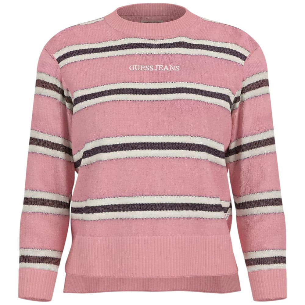 Guess Jeans pullover rosa a righe W4BR09 Z3HM1 S61I Maglieria Guess Jeans