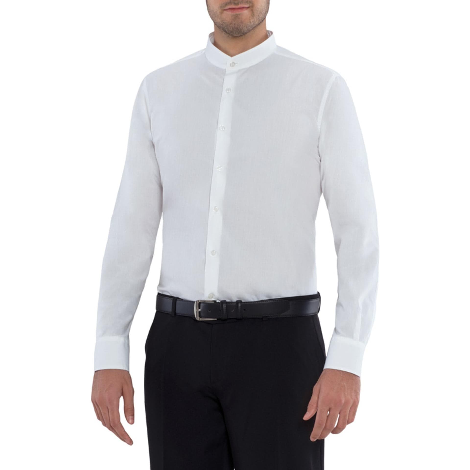 Camicia Novak Bianco Camicia Uomo Collo Coreana Cameriere Barman Ristorante in Magliette a maniche lunghe Dresswork - Como, commercioVirtuoso.it