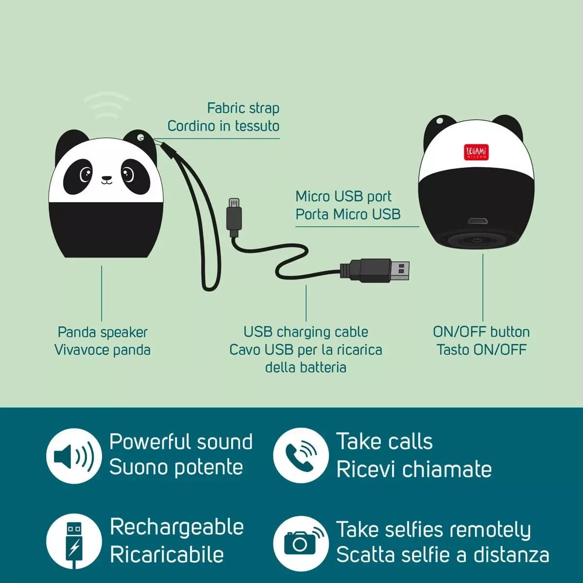 Mini Speaker e Vivavoce Wireless Panda - Pump Up The Volume in USB Hub Cartoleria Deja Vu - Crotone, commercioVirtuoso.it