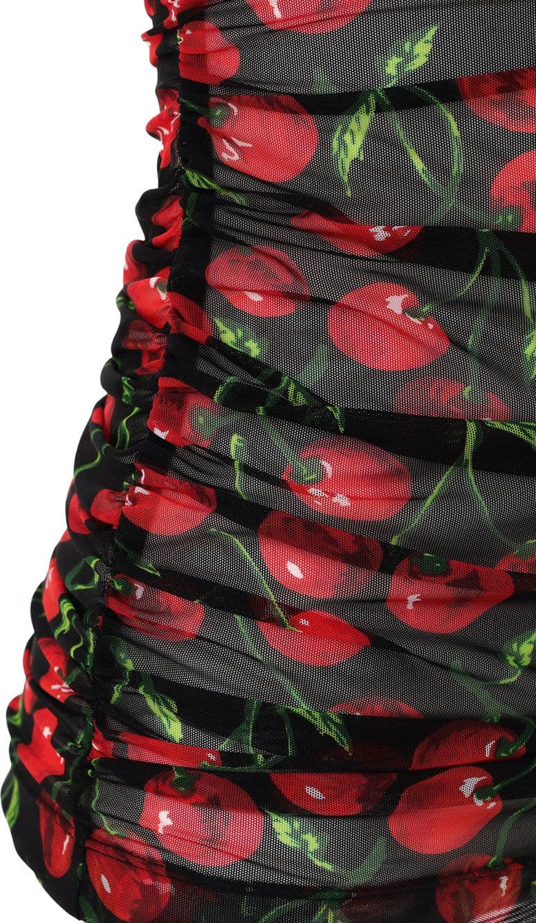 Dolce &amp; Gabbana Top Smanicato in Tulle Nero Stampa Ciliegie da donna in Canotte e top Drestige - Casamassima, commercioVirtuoso.it