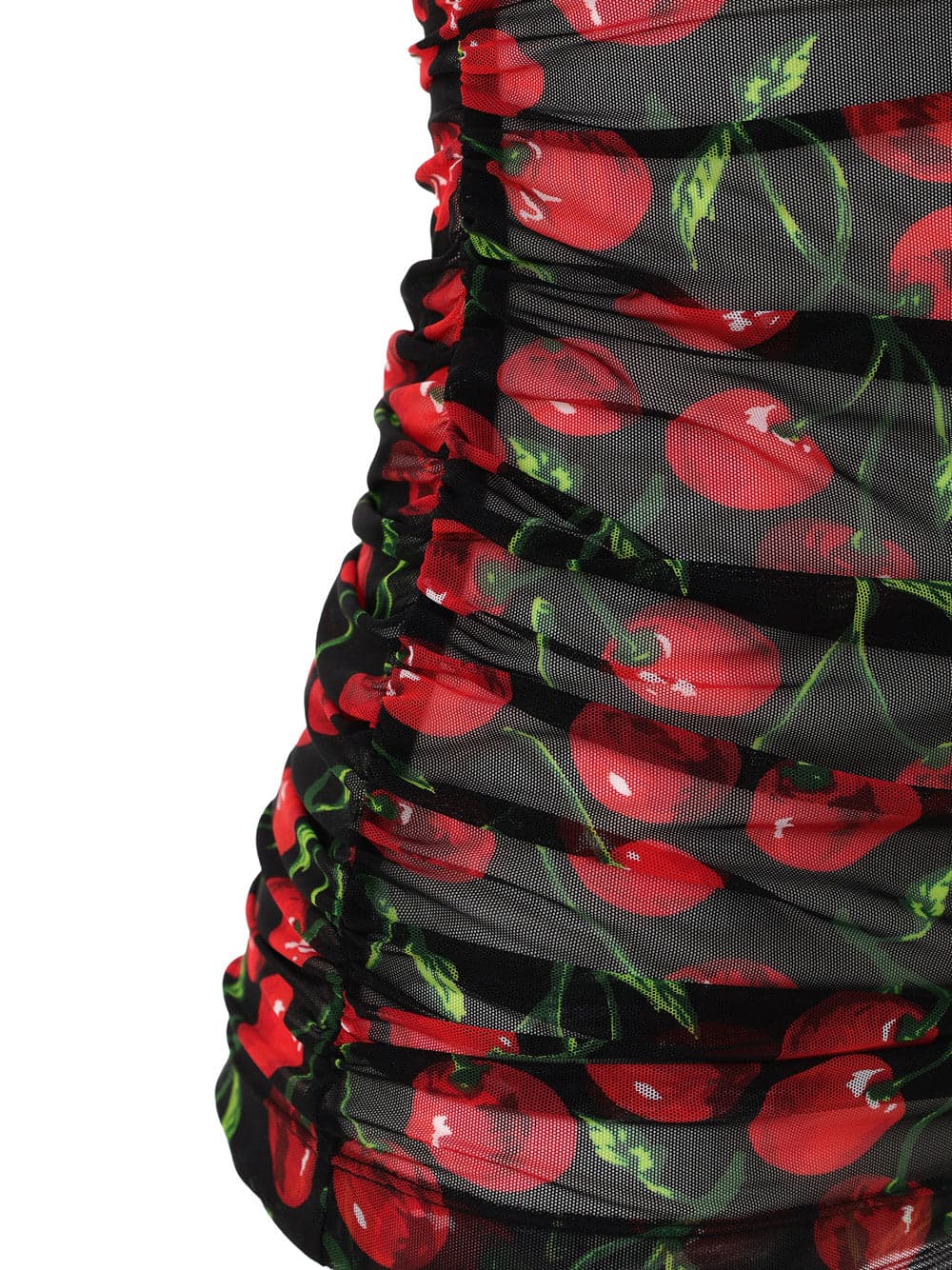 Dolce &amp; Gabbana Top Smanicato in Tulle Nero Stampa Ciliegie da donna in Canotte e top Drestige - Casamassima, commercioVirtuoso.it