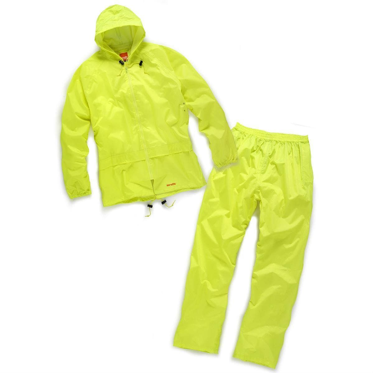 Tuta impermeabile alta visibilità Scruffs di colore giallo o nero anti pioggia con cappuccio regolabile - 12