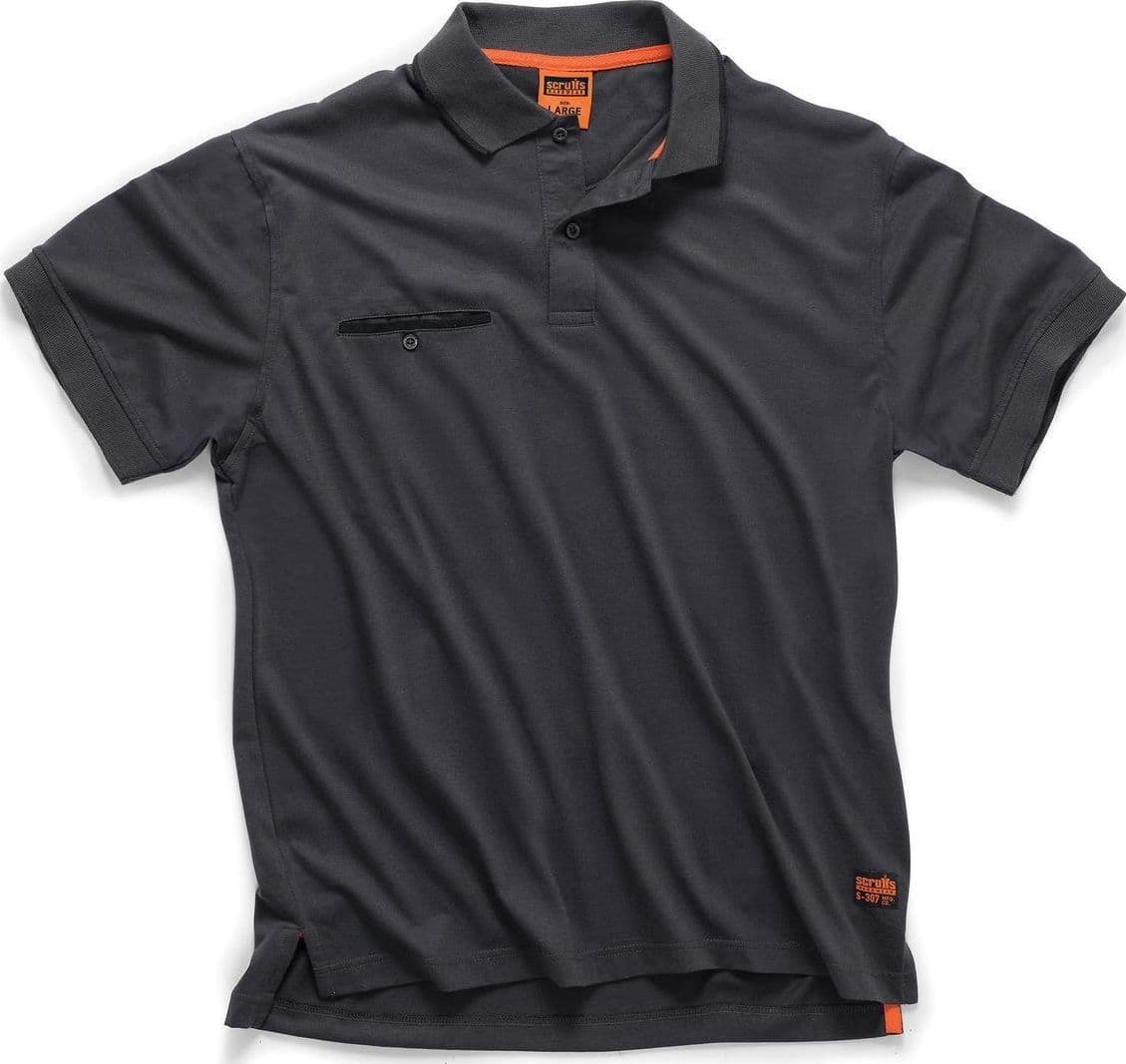 Polo da lavoro Scruffs grigia o nera in tessuto leggero e taschino sul petto – Scruffs Hardwear