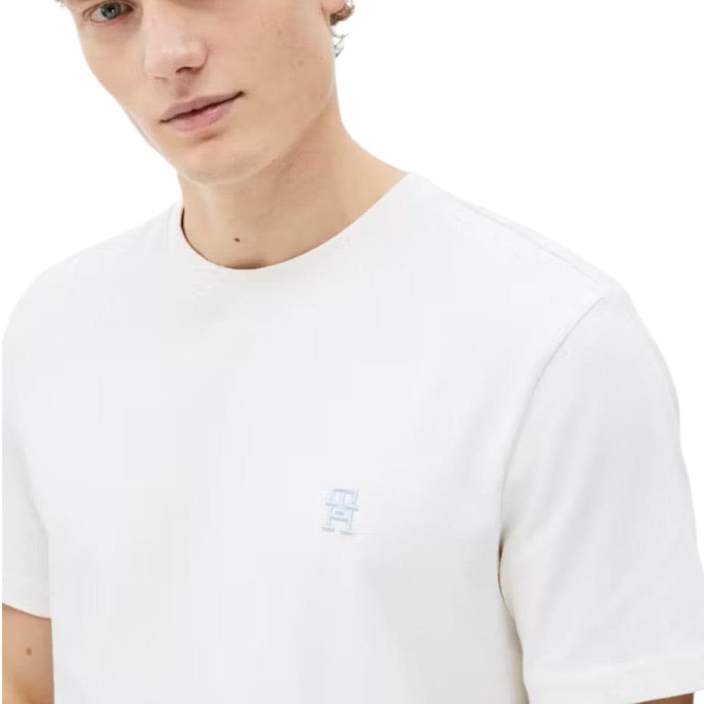 Tommy Hilfiger t-shirt avorio logo TH ricamato MW0MW39256Z00 T-shirt Tommy Hilfiger