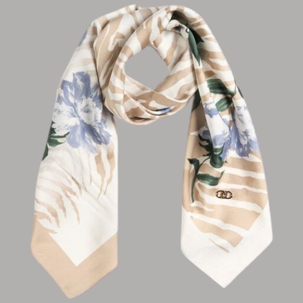 Liu Jo foulard beige zebrato 90X90 con scatola 2F5084T0300 in Fazzoletti da collo Prodotti di Classe - Nocera Superiore, commercioVirtuoso.it