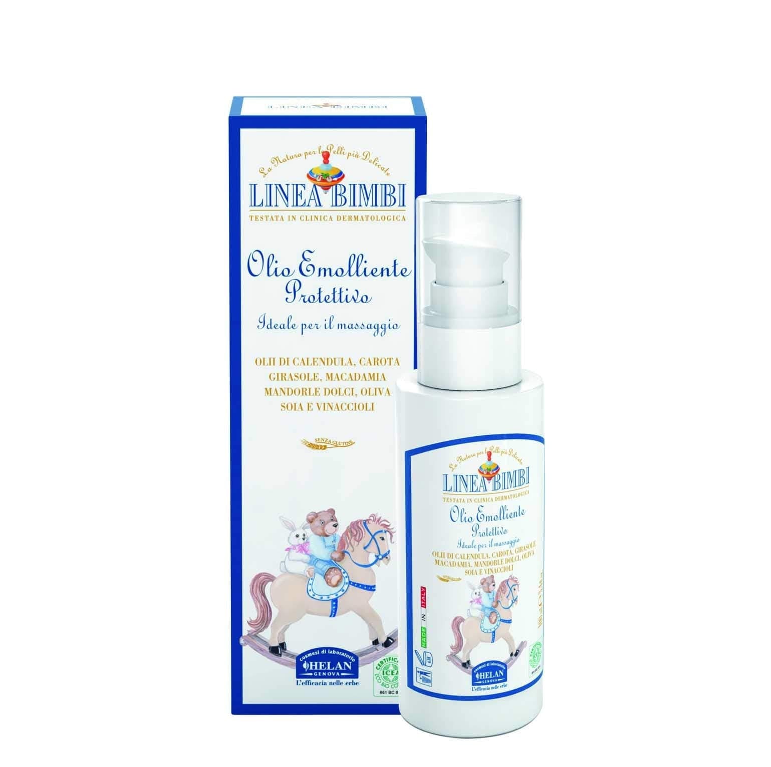 Helan, Linea Bimbi Bio, Olio Emolliente Protettivo per Neonato, Arricchito con Olio di Mandorle Dolci, Senza Siliconi e Parabeni - 100ml - Made in Italy