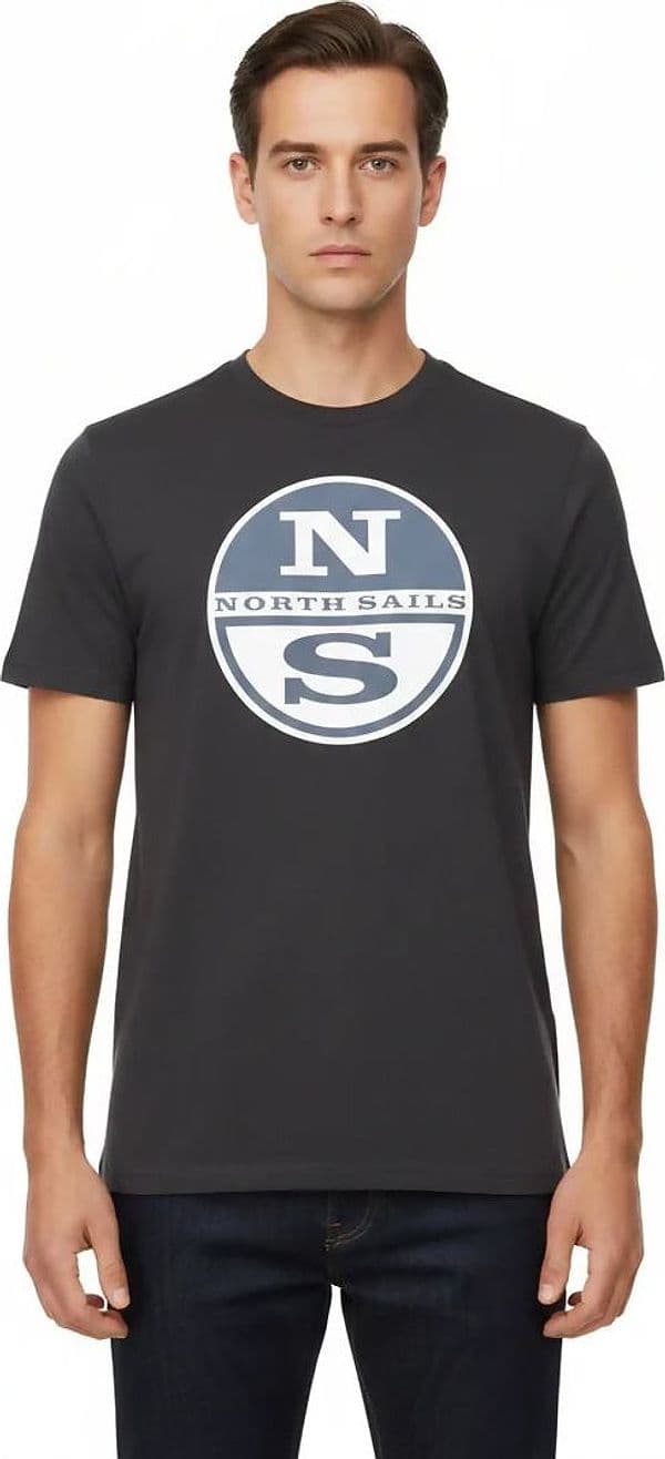 Maglietta North&Sails uomo estiva con logo frontale grande, 100% cotone, manica corta girocollo in T-shirt Loweconomy - Marineo, commercioVirtuoso.it