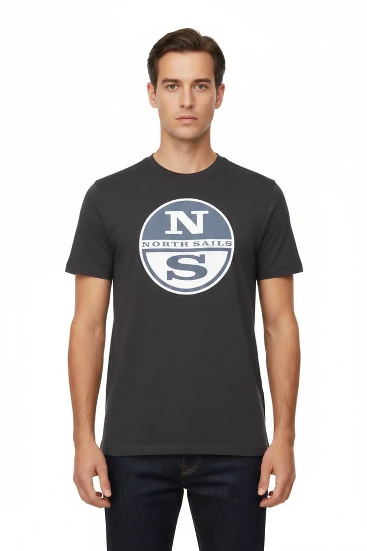 Maglietta North&Sails uomo estiva con logo frontale grande, 100% cotone, manica corta girocollo in T-shirt Loweconomy - Marineo, commercioVirtuoso.it