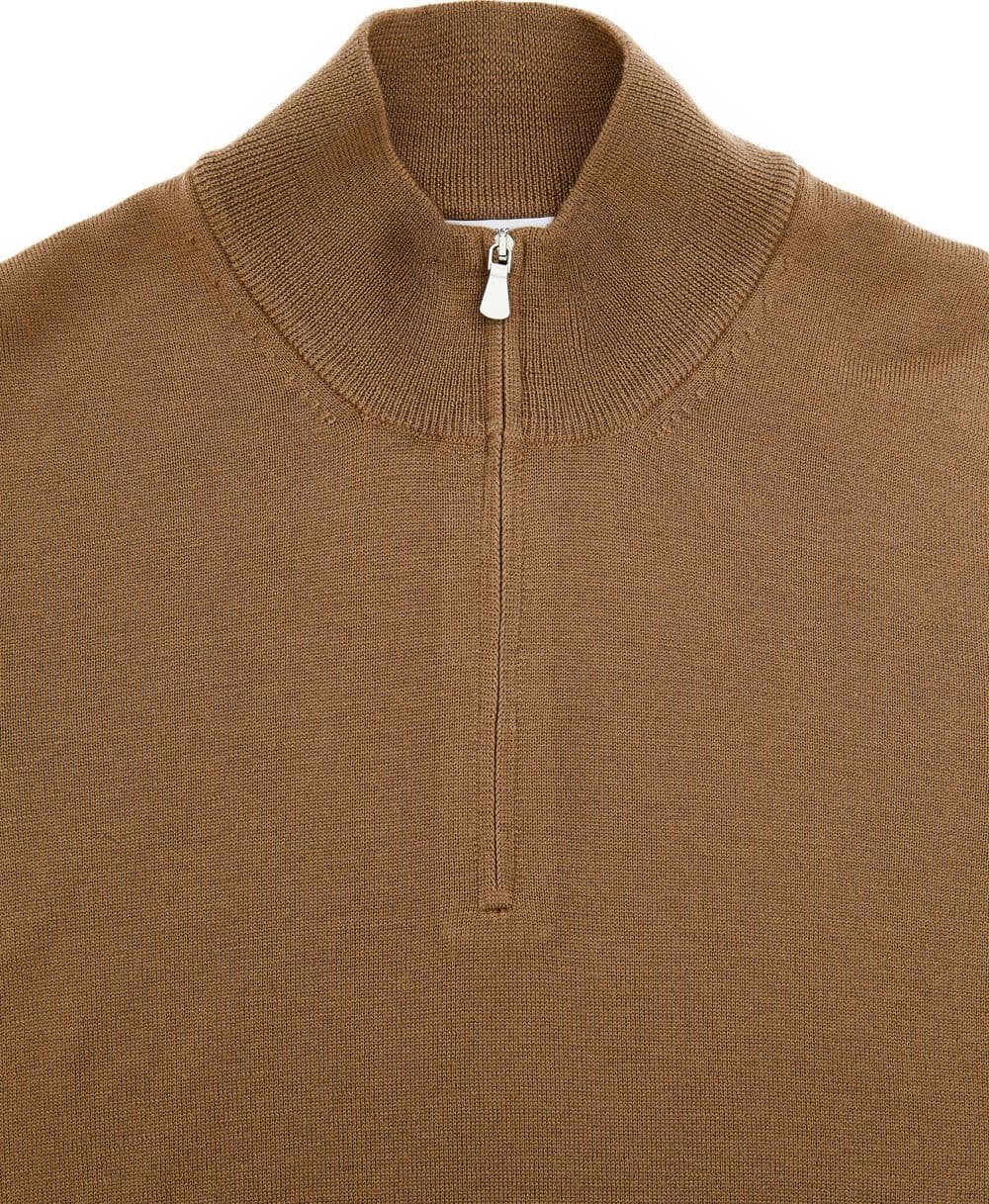 Gran Sasso Maglione Lupetto con Mezza Zip in Lana Marrone da uomo in Maglioni Drestige - Casamassima, commercioVirtuoso.it