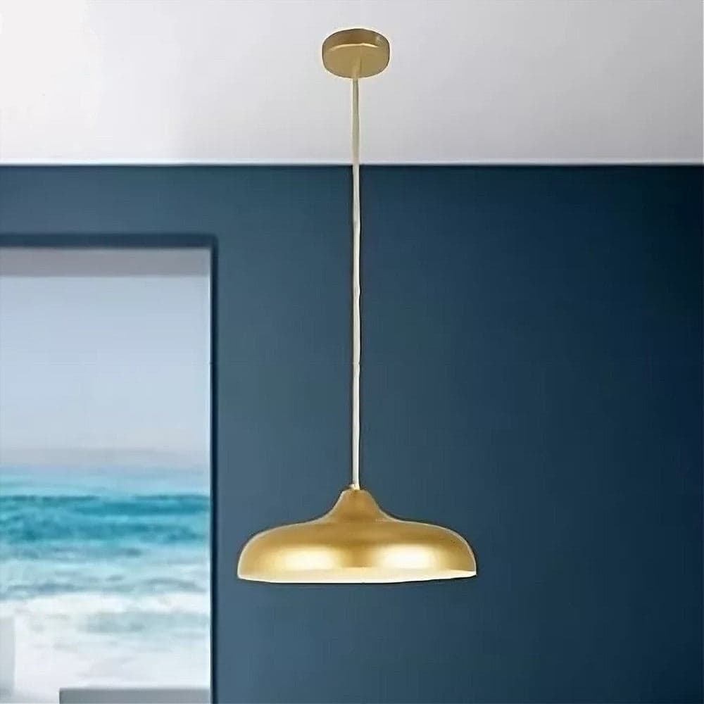 LAMPADARIO A SOSPENSIONE DESIGN MODERNO E27 PARALUME FERRO CUPOLA ORO BIANCO 33337 in Lampade a sospensione Trade Shop italia - Napoli, commercioVirtuoso.it