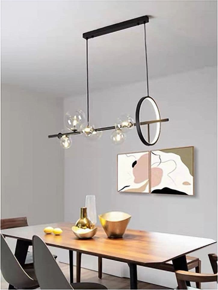 LAMPADARIO MODERNO A SOSPENSIONE NERO 7 SFERE G9 BOLLE IN VETRO CON CERCHIO 71676 in Lampade a sospensione Trade Shop italia - Napoli, commercioVirtuoso.it