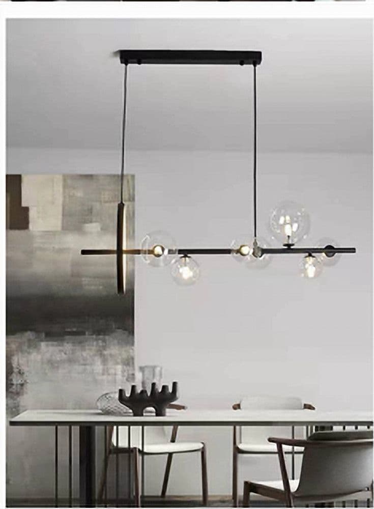 LAMPADARIO MODERNO A SOSPENSIONE NERO 7 SFERE G9 BOLLE IN VETRO CON CERCHIO 71676 in Lampade a sospensione Trade Shop italia - Napoli, commercioVirtuoso.it