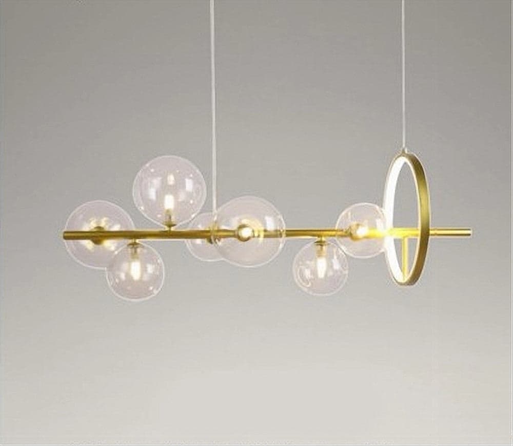 LAMPADARIO MODERNO A SOSPENSIONE ORO 7 SFERE G9 BOLLE IN VETRO CON CERCHIO 71683 in Lampade a sospensione Trade Shop italia - Napoli, commercioVirtuoso.it