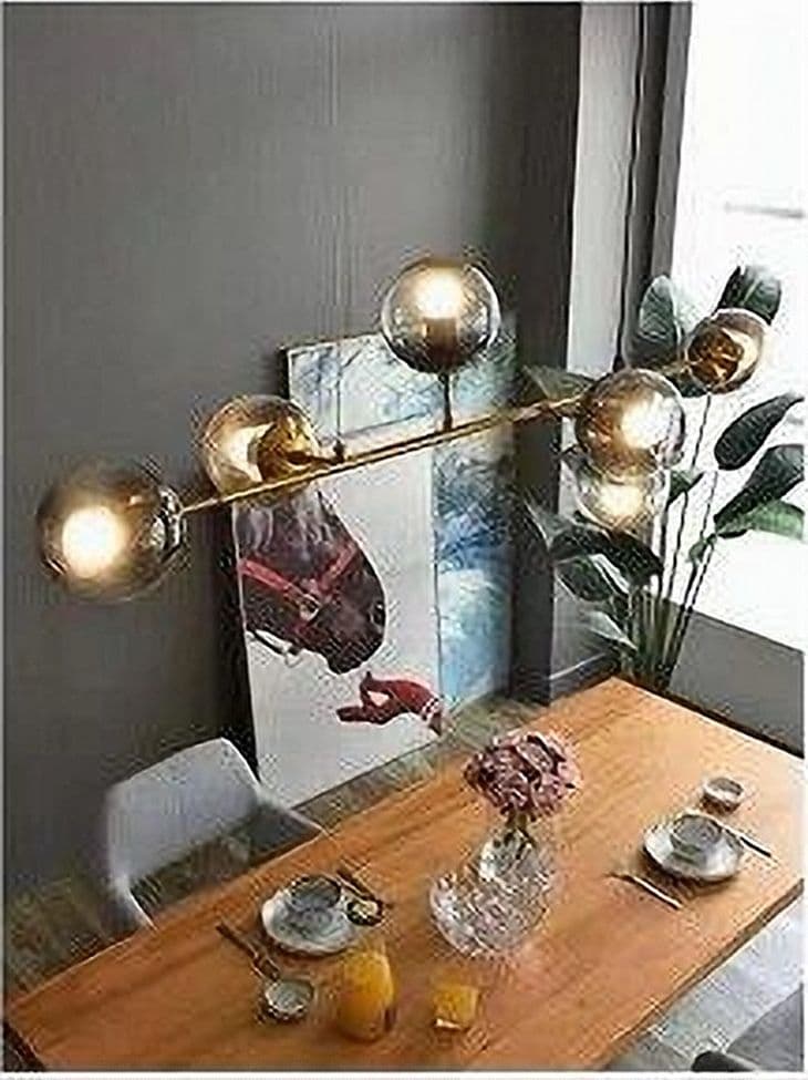 LAMPADARIO SOSPENSIONE 6 SFERE ATTACCO E27 IN VETRO LAMPADA IN METALLO ORO 71645 in Lampade a sospensione Trade Shop italia - Napoli, commercioVirtuoso.it