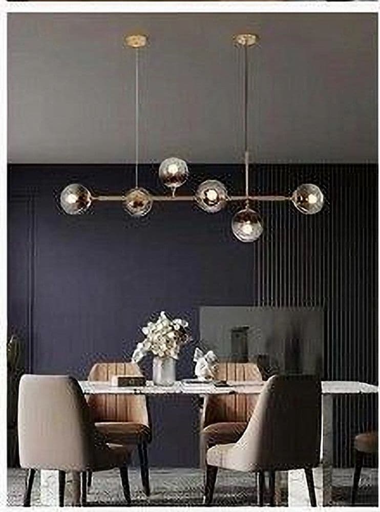 LAMPADARIO SOSPENSIONE 6 SFERE ATTACCO E27 IN VETRO LAMPADA IN METALLO ORO 71645 in Lampade a sospensione Trade Shop italia - Napoli, commercioVirtuoso.it