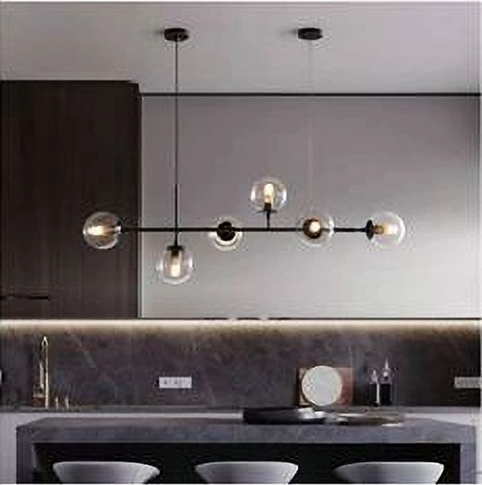 LAMPADARIO SOSPENSIONE 6 SFERE ATTACCO E27 IN VETRO LAMPADA IN METALLO NERO 71669 in Lampade a sospensione Trade Shop italia - Napoli, commercioVirtuoso.it
