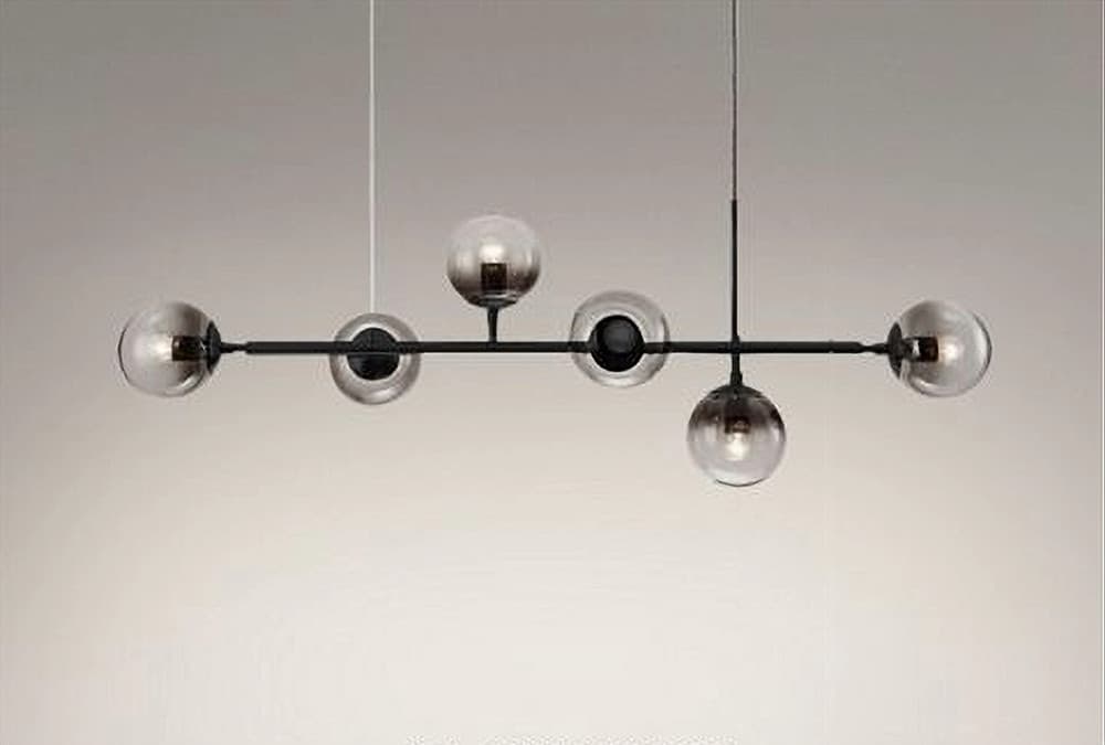 LAMPADARIO SOSPENSIONE 6 SFERE ATTACCO E27 IN VETRO LAMPADA IN METALLO NERO 71669 in Lampade a sospensione Trade Shop italia - Napoli, commercioVirtuoso.it