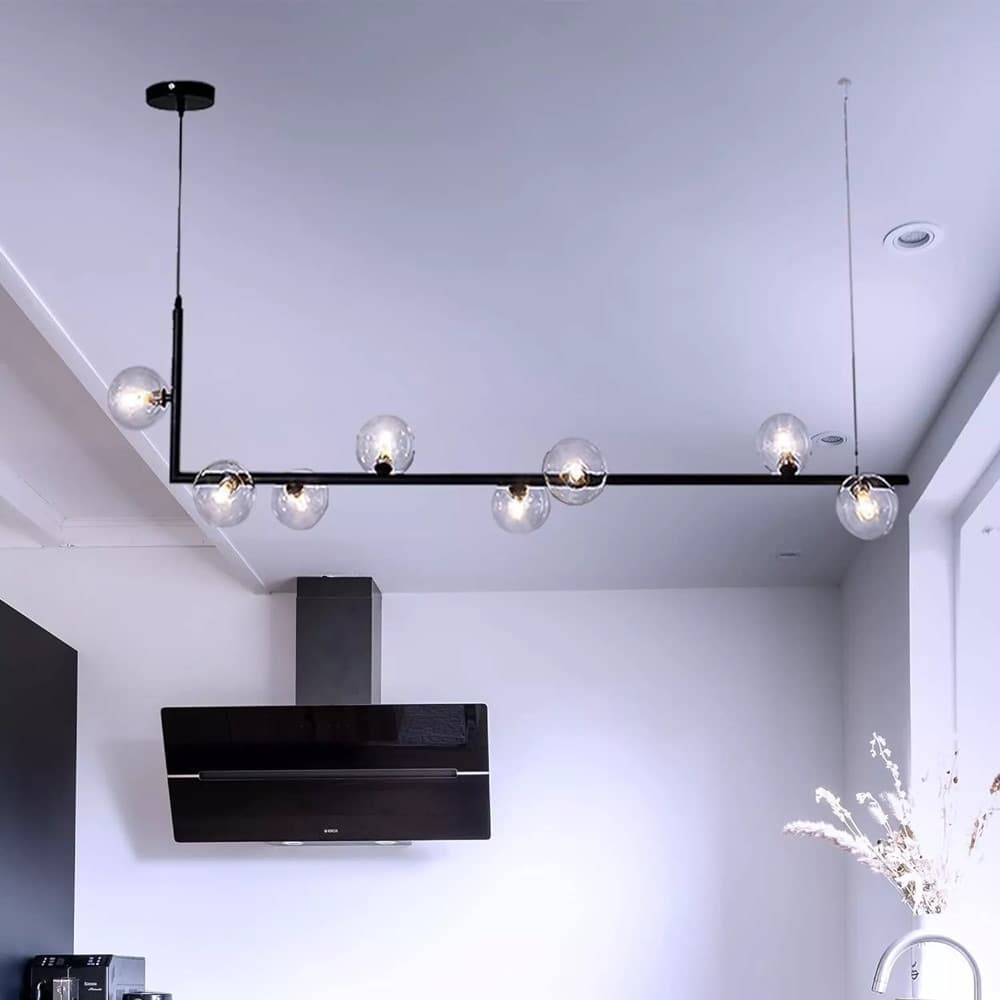 LAMPADARIO 8 SFERE G9 IN VETRO DA SOFFITTO IN METALLO NERO DESIGN MODERNO 71621 in Lampade a sospensione Trade Shop italia - Napoli, commercioVirtuoso.it