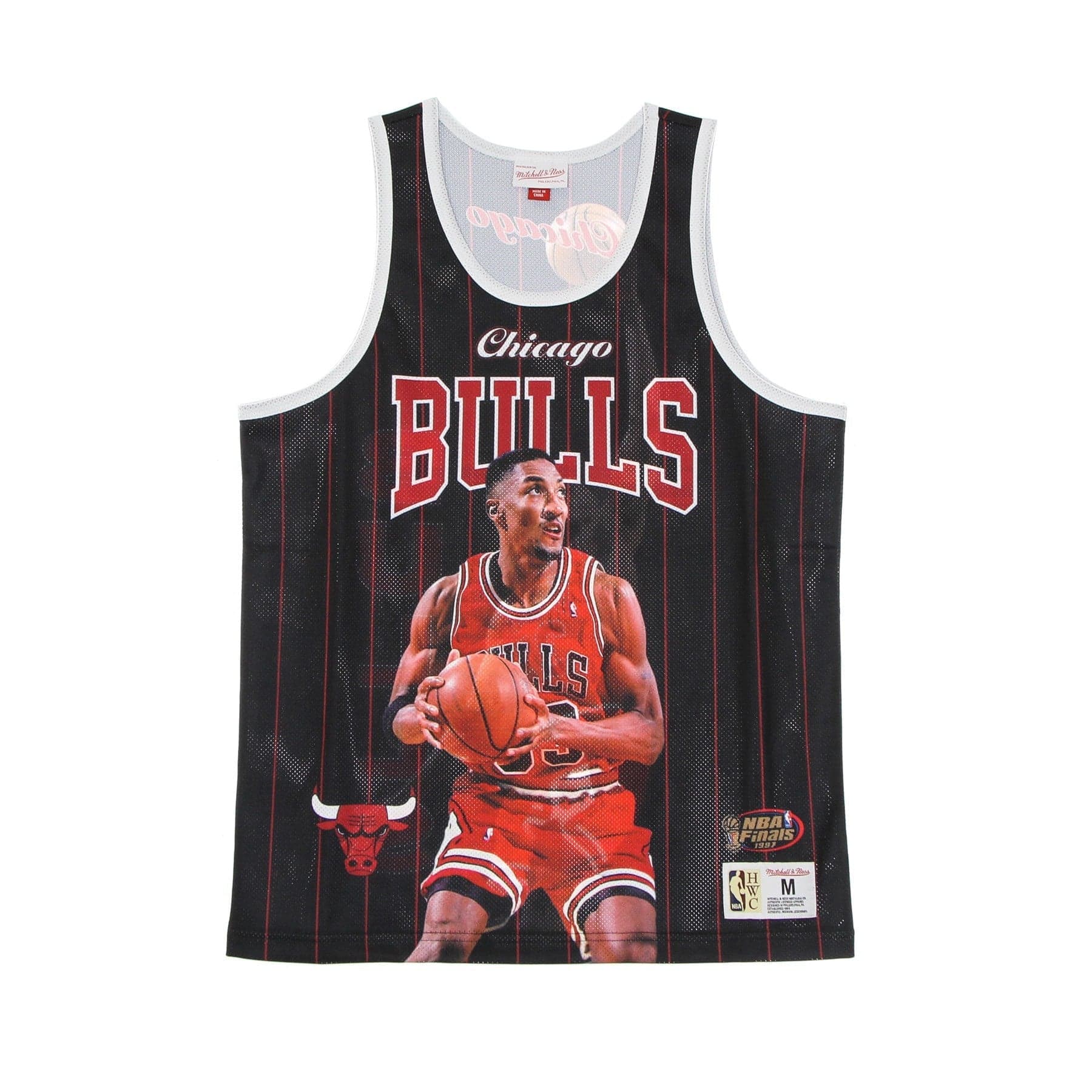 MITCHELL &amp; NESS Canotta Tipo Basket Uomo Nba Behind the Back Tank Scottie Pippen Hardwood Classics Chibul Black da uomo