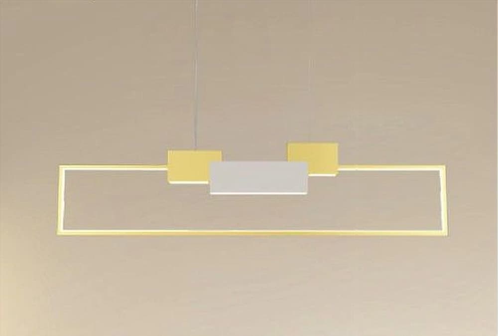 LAMPADARIO A SOSPENSIONE LED 36W RETTANGOLARE CON TELECOMANDO DESIGN MODERNO ORO 71592 in Lampade a sospensione Trade Shop italia - Napoli, commercioVirtuoso.it