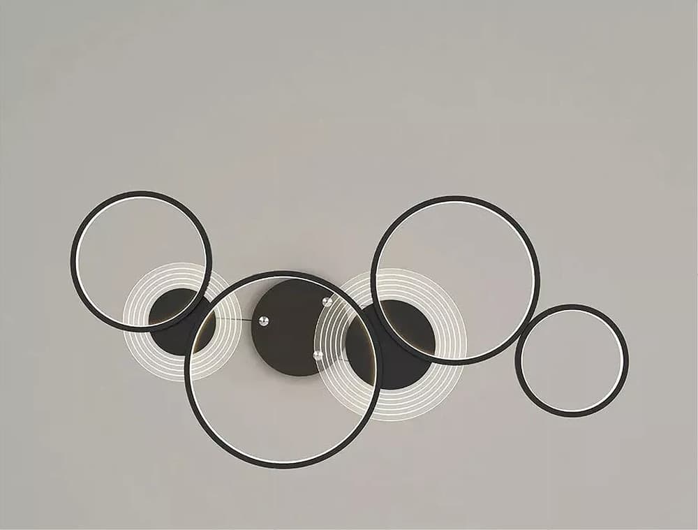 LAMPADARIO A SOSPENSIONE LED NERO 65W 6 ANELLI LUMINOSI MODERNO CON TELECOMANDO 71415 in Lampade a sospensione Trade Shop italia - Napoli, commercioVirtuoso.it