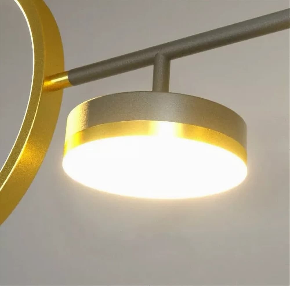 LAMPADARIO A SOSPENSIONE LED 37W CON 5 CERCHI ORIZZONTALE NERO ORO LUCE NATURALE 71354 in Lampade a sospensione Trade Shop italia - Napoli, commercioVirtuoso.it
