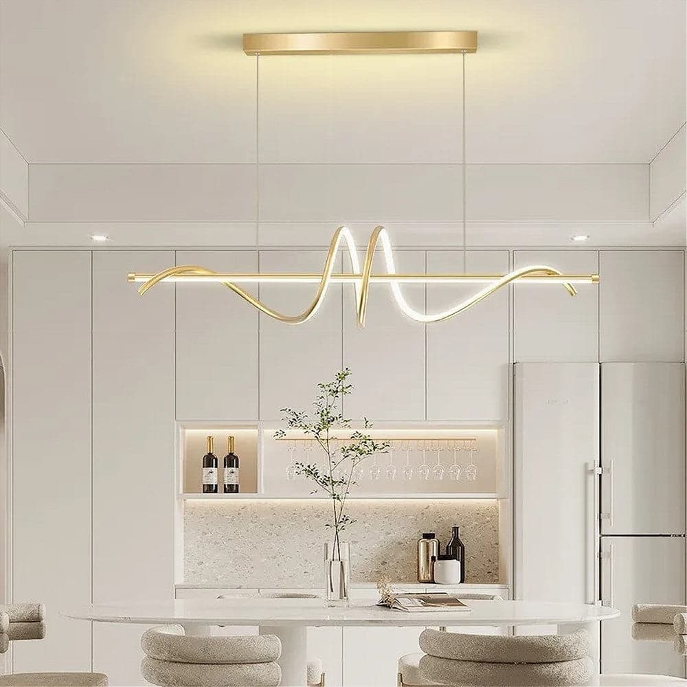LAMPADARIO A SOSPENSIONE LED 65W ORO SPIRALE ONDULATO LUCE 6500K VORTICE ORIZZONTALE 32453 in Lampade a sospensione Trade Shop italia - Napoli, commercioVirtuoso.it