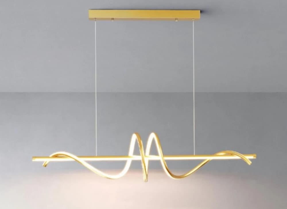 LAMPADARIO A SOSPENSIONE LED 65W ORO SPIRALE ONDULATO LUCE 6500K VORTICE ORIZZONTALE 32453 in Lampade a sospensione Trade Shop italia - Napoli, commercioVirtuoso.it