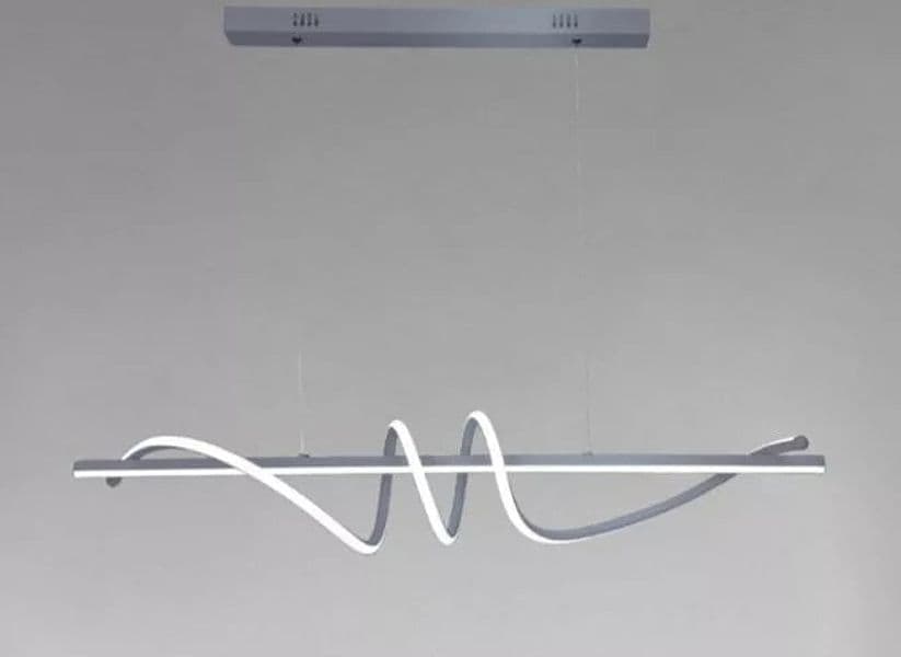 LAMPADARIO A SOSPENSIONE LED 65W ARGENTO SPIRALE ONDULATO LUCE 6500K VORTICE ORIZZONTALE 32477 in Lampade a sospensione Trade Shop italia - Napoli, commercioVirtuoso.it