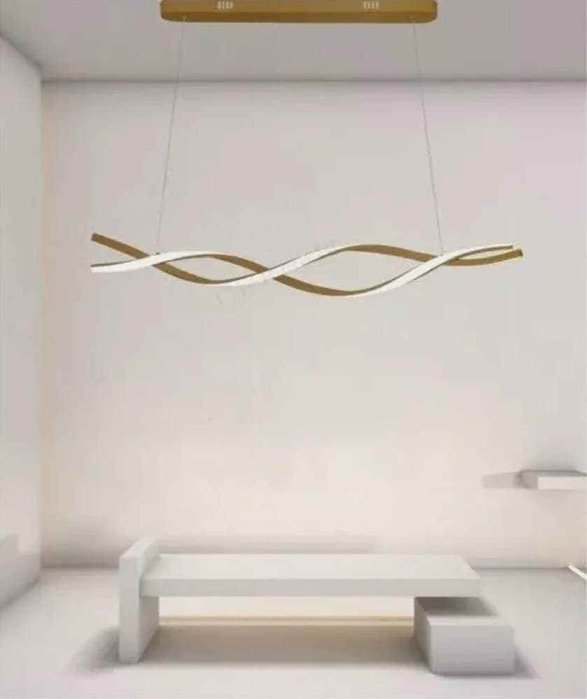 LAMPADARIO LED A SOSPENSIONE 48W ORO SPIRALE ONDULATO VORTICE INTRECCIATO LUCE 4000K 32507 in Lampade a sospensione Trade Shop italia - Napoli, commercioVirtuoso.it