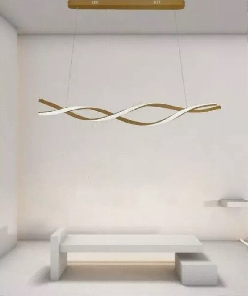 LAMPADARIO LED A SOSPENSIONE 48W ORO SPIRALE ONDULATO VORTICE INTRECCIATO LUCE 6500K 32514 in Lampade a sospensione Trade Shop italia - Napoli, commercioVirtuoso.it