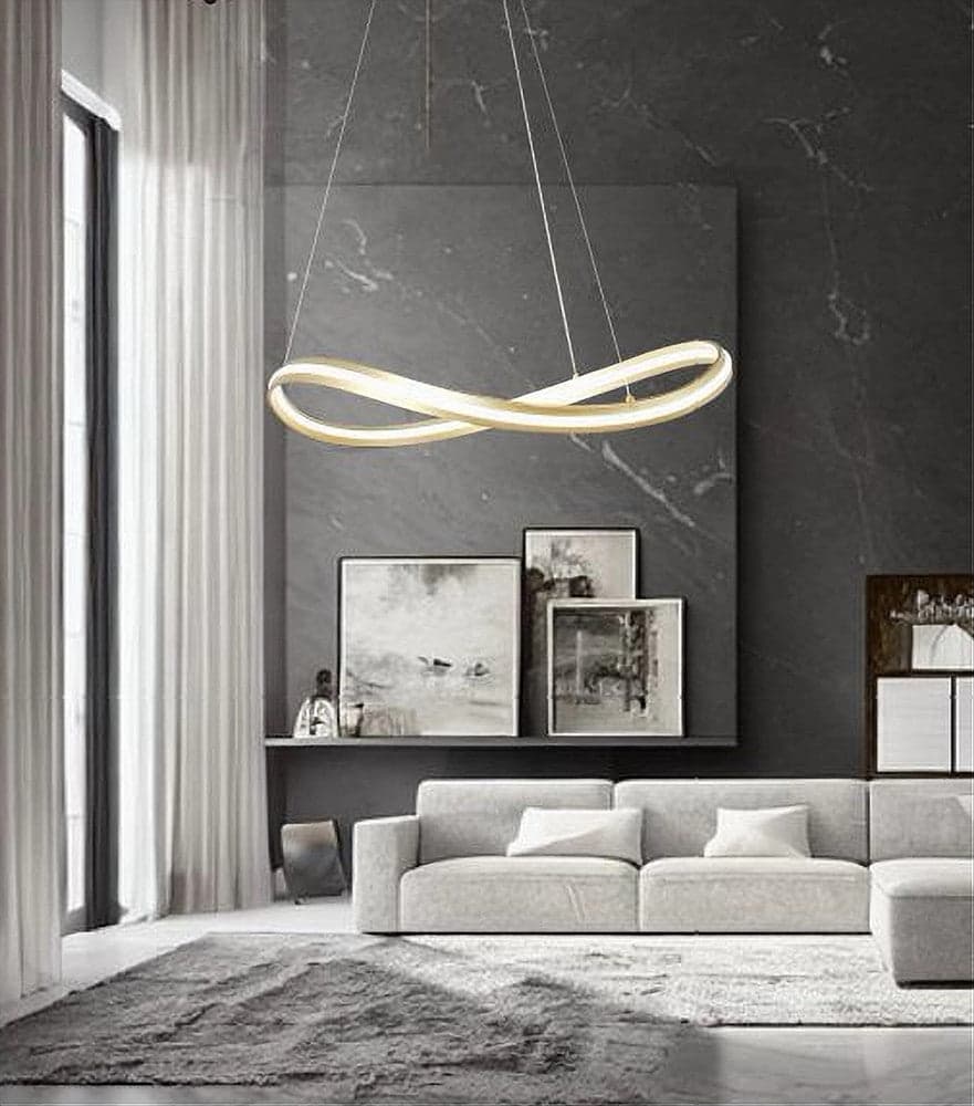 LAMPADARIO LED MODERNO A FIOCCO 100W LAMPADA A SOSPENSIONE LUCE 4000K 70CM ORO 33412 in Lampade a sospensione Trade Shop italia - Napoli, commercioVirtuoso.it
