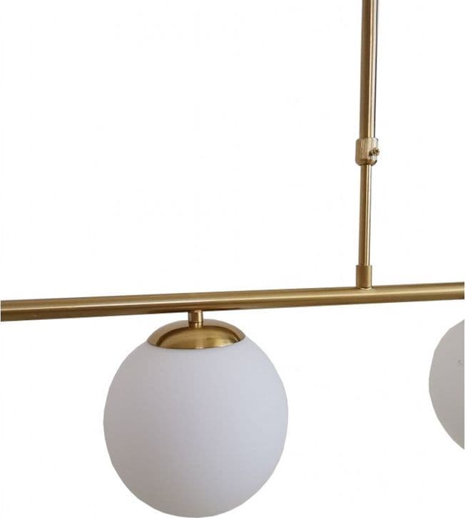 LAMPADARIO A SOSPENSIONE ORO CON 4 SFERE BOLLE BIANCHE IN VETRO ATTACCO G9 33917 in Lampade a sospensione Trade Shop italia - Napoli, commercioVirtuoso.it