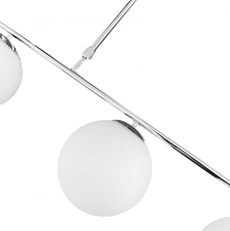 LAMPADARIO A SOSPENSIONE ARGENTO CON 4 SFERE BOLLE BIANCHE IN VETRO ATTACCO G9 33924 in Lampade a sospensione Trade Shop italia - Napoli, commercioVirtuoso.it
