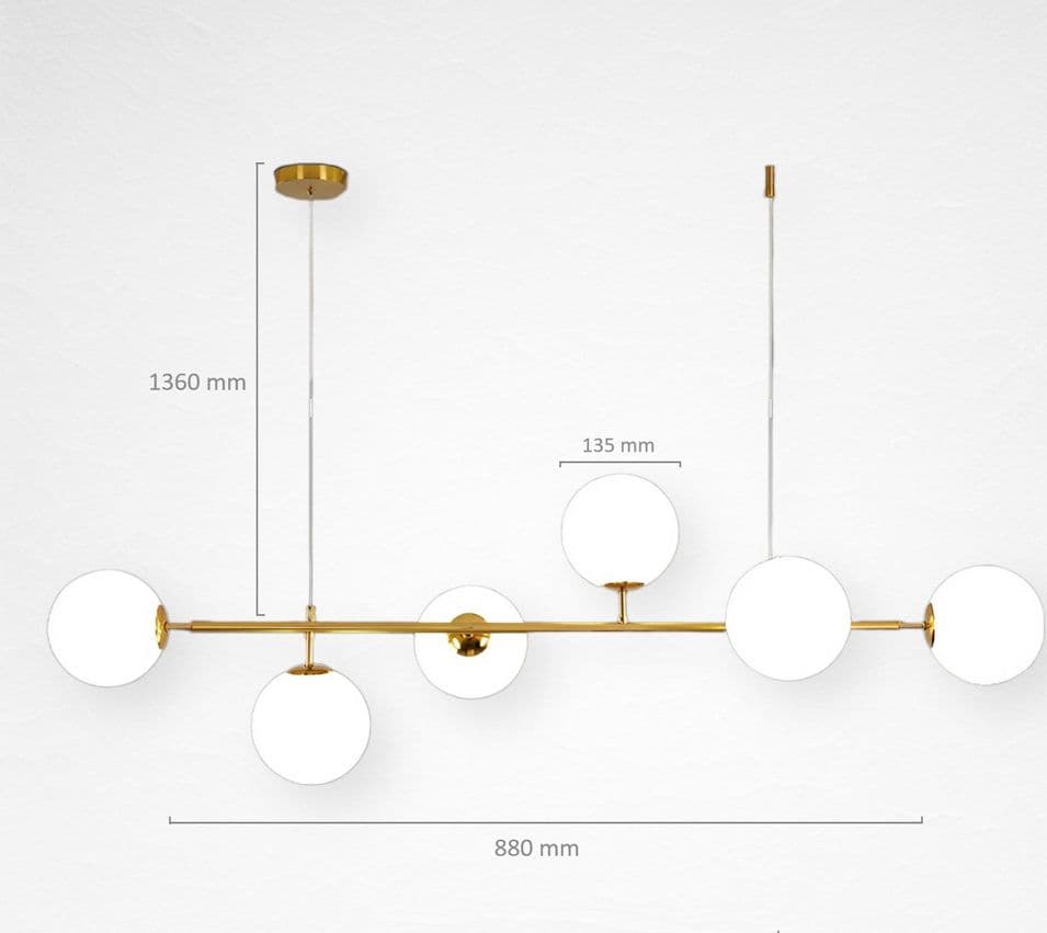LAMPADARIO A SOSPENSIONE ORO CON 6 SFERE BOLLE BIANCHE IN VETRO ATTACCO G9 33726 in Lampade a sospensione Trade Shop italia - Napoli, commercioVirtuoso.it