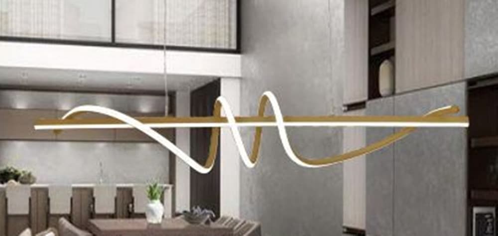 LAMPADARIO SOSPESO LED 65W ORO SPIRALE ONDULATO VORTICE ORIZZONTALE LUCE 3000K-6500K 01158 in Lampade a sospensione Trade Shop italia - Napoli, commercioVirtuoso.it