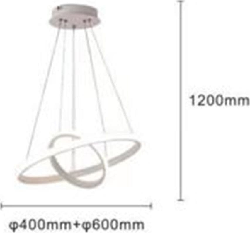 LAMPADARIO SOSPESO LED 60W 2 CERCHI PENDENTE ROTONDO ANELLI BIANCO LUCE 4000K 50248 in Lampadari Trade Shop italia - Napoli, commercioVirtuoso.it