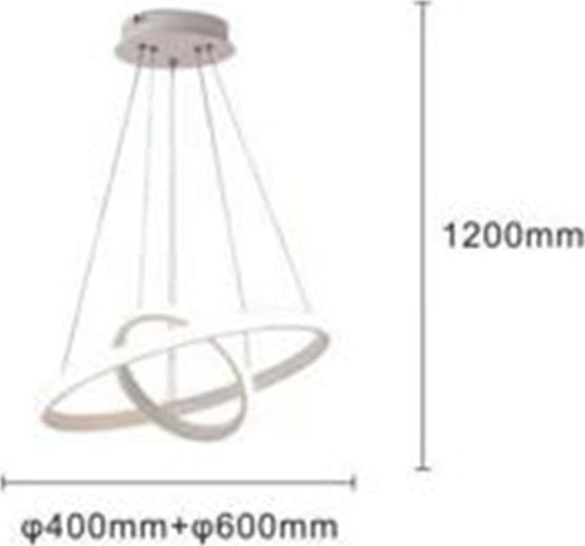 LAMPADARIO SOSPESO LED 60W 2 CERCHI PENDENTE ROTONDO ANELLI BIANCO LUCE 6500K 50286 in Lampadari Trade Shop italia - Napoli, commercioVirtuoso.it