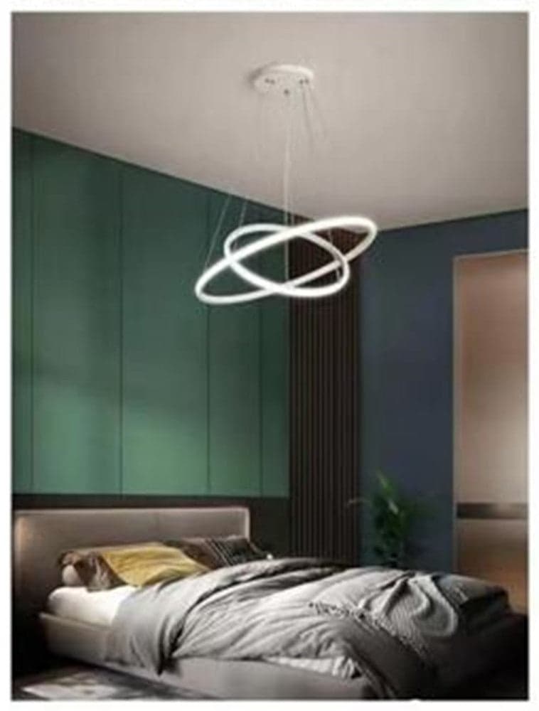 LAMPADARIO SOSPESO LED 60W 2 CERCHI PENDENTE ROTONDO ANELLI BIANCO LUCE 6500K 50286 in Lampadari Trade Shop italia - Napoli, commercioVirtuoso.it