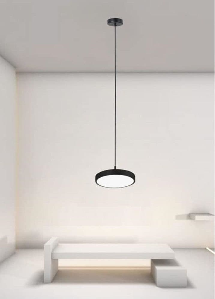 LAMPADARIO A SOSPENSIONE LED 40W NERO CERCHIO TONDO MODERNO MINIMAL LUCE 6500K 32903 in Lampade a sospensione Trade Shop italia - Napoli, commercioVirtuoso.it