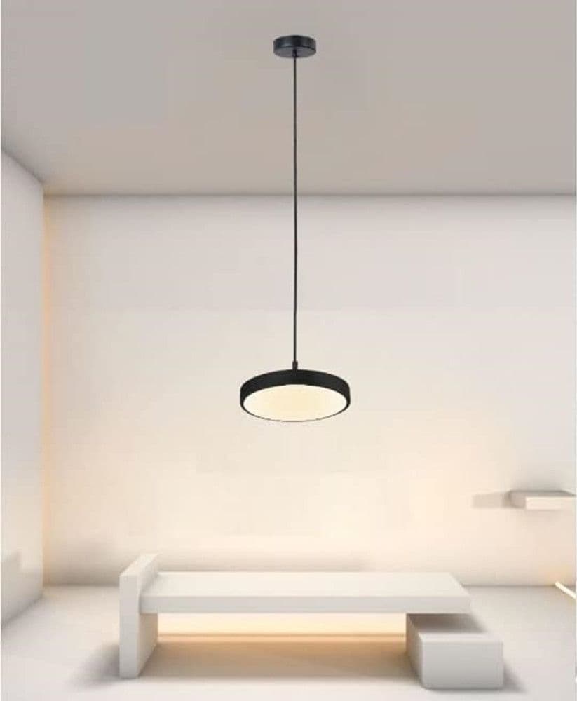 LAMPADARIO A SOSPENSIONE LED 40W NERO CERCHIO TONDO MODERNO MINIMAL LUCE 4000K 32897 in Lampade a sospensione Trade Shop italia - Napoli, commercioVirtuoso.it