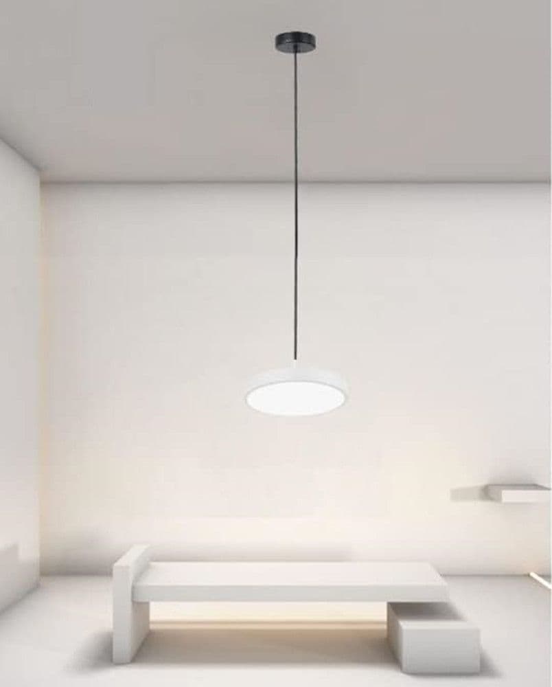 LAMPADARIO A SOSPENSIONE LED 40W BIANCO CERCHIO TONDO MODERNO MINIMAL LUCE 6500K 32880 in Lampade a sospensione Trade Shop italia - Napoli, commercioVirtuoso.it