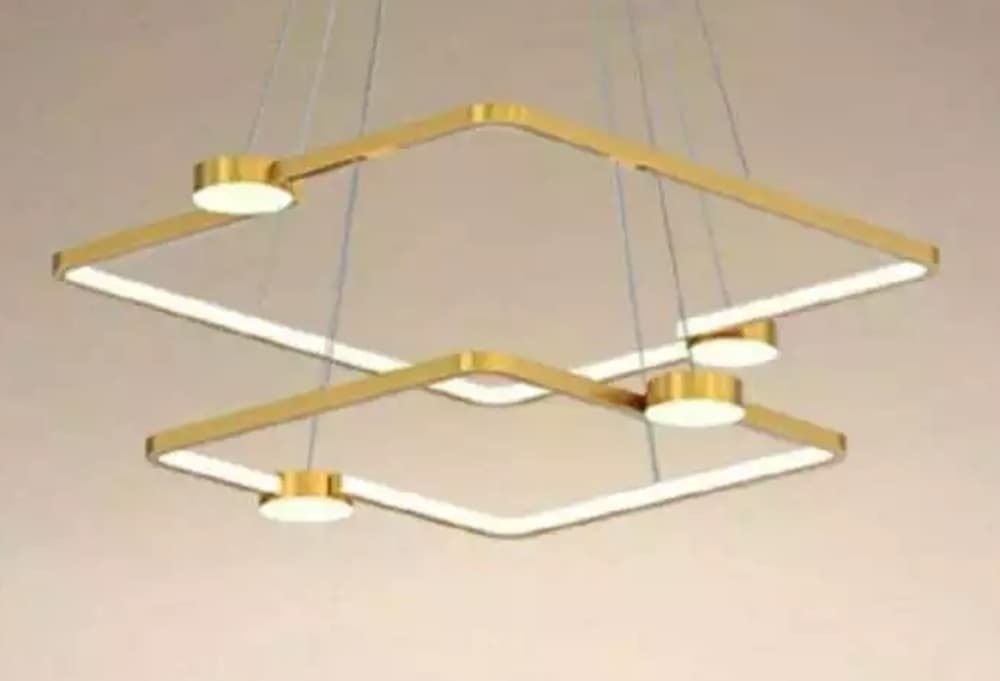 LAMPADARIO A SOSPENSIONE LED 60W 2 QUADRATI CON TELECOMANDO DESIGN MODERNO ORO 71200 in Lampadari Trade Shop italia - Napoli, commercioVirtuoso.it