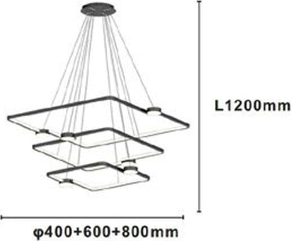 LAMPADARIO A SOSPENSIONE LED 112W 3 QUADRATI CON TELECOMANDO DESIGN MODERNO NERO 71248 in Lampadari Trade Shop italia - Napoli, commercioVirtuoso.it