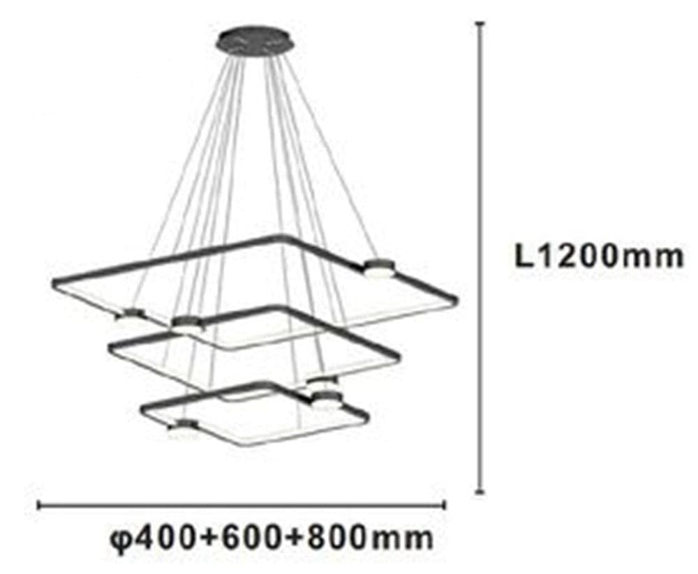 LAMPADARIO A SOSPENSIONE LED 112W 3 QUADRATI CON TELECOMANDO DESIGN MODERNO NERO 71248 in Lampadari Trade Shop italia - Napoli, commercioVirtuoso.it