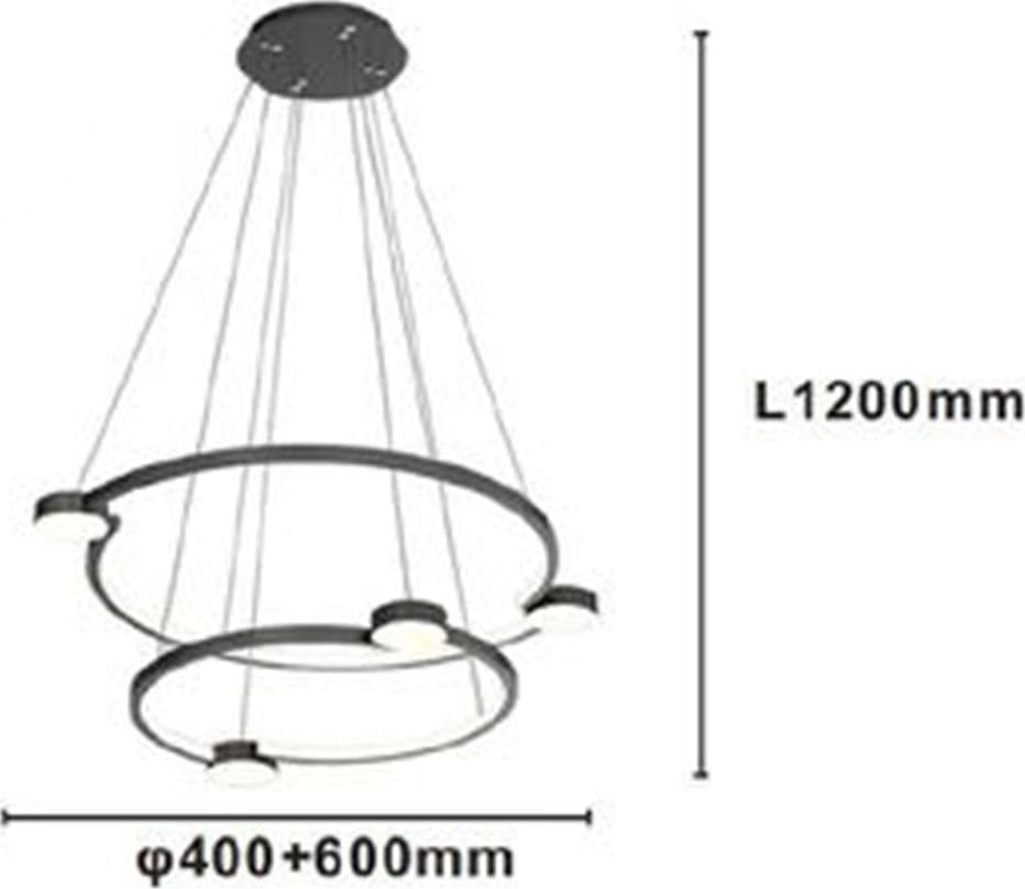LAMPADARIO A SOSPENSIONE LED 60W 2 CERCHI CON TELECOMANDO DESIGN MODERNO NERO 71125 in Lampade a sospensione Trade Shop italia - Napoli, commercioVirtuoso.it