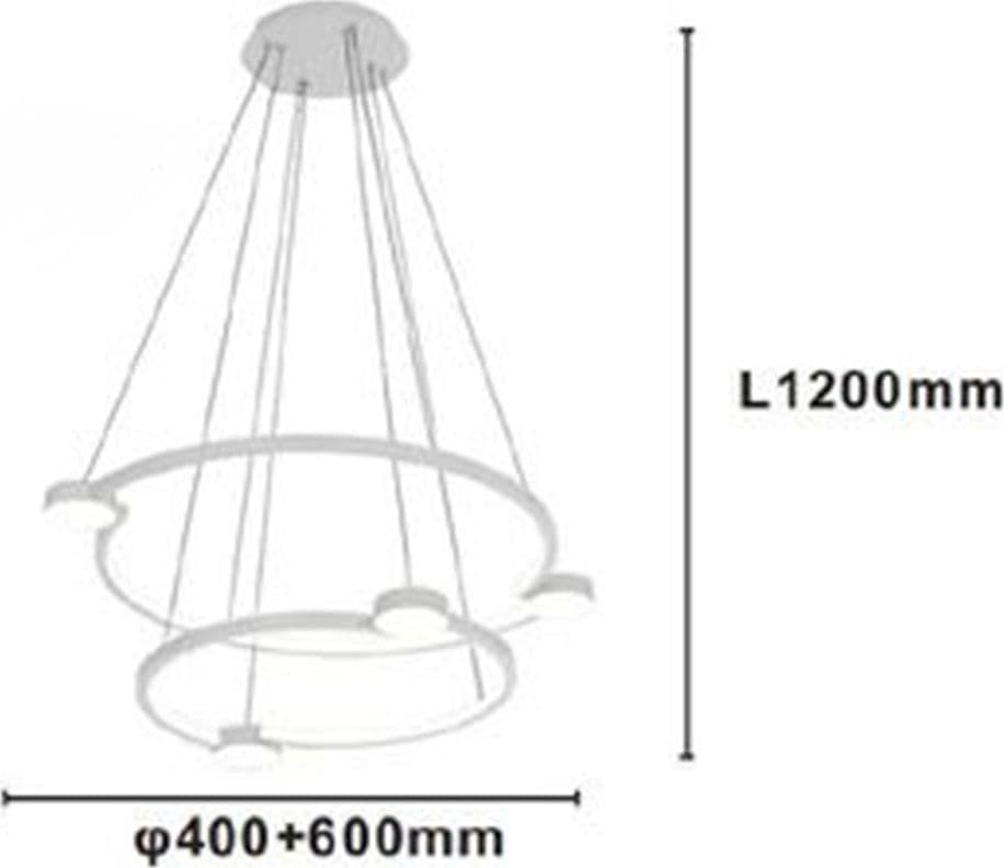 LAMPADARIO A SOSPENSIONE LED 60W 2 CERCHI CON TELECOMANDO DESIGN MODERNO BIANCO 71101 in Lampade a sospensione Trade Shop italia - Napoli, commercioVirtuoso.it