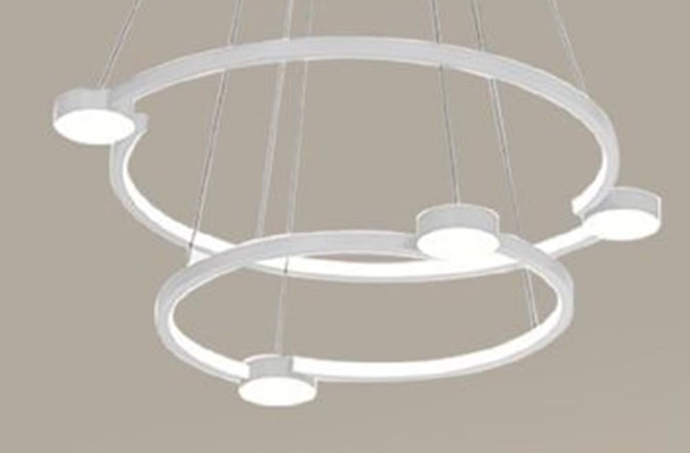 LAMPADARIO A SOSPENSIONE LED 60W 2 CERCHI CON TELECOMANDO DESIGN MODERNO BIANCO 71101 in Lampade a sospensione Trade Shop italia - Napoli, commercioVirtuoso.it